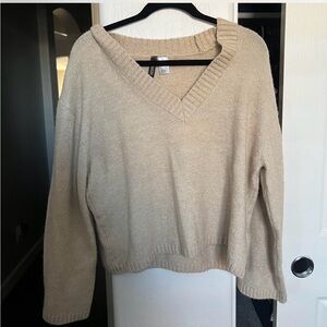 Cozy Beige V-Neck Sweater